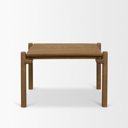 Riven 28" Square Oak Wood Side Table -- Brown
