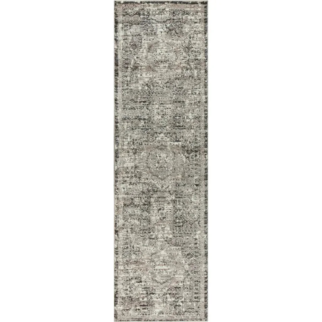 Dach Central Medallion Gray Kitchen Hallway Runner Rug - LOOMLAN - LOOMLAN - Area Rugs