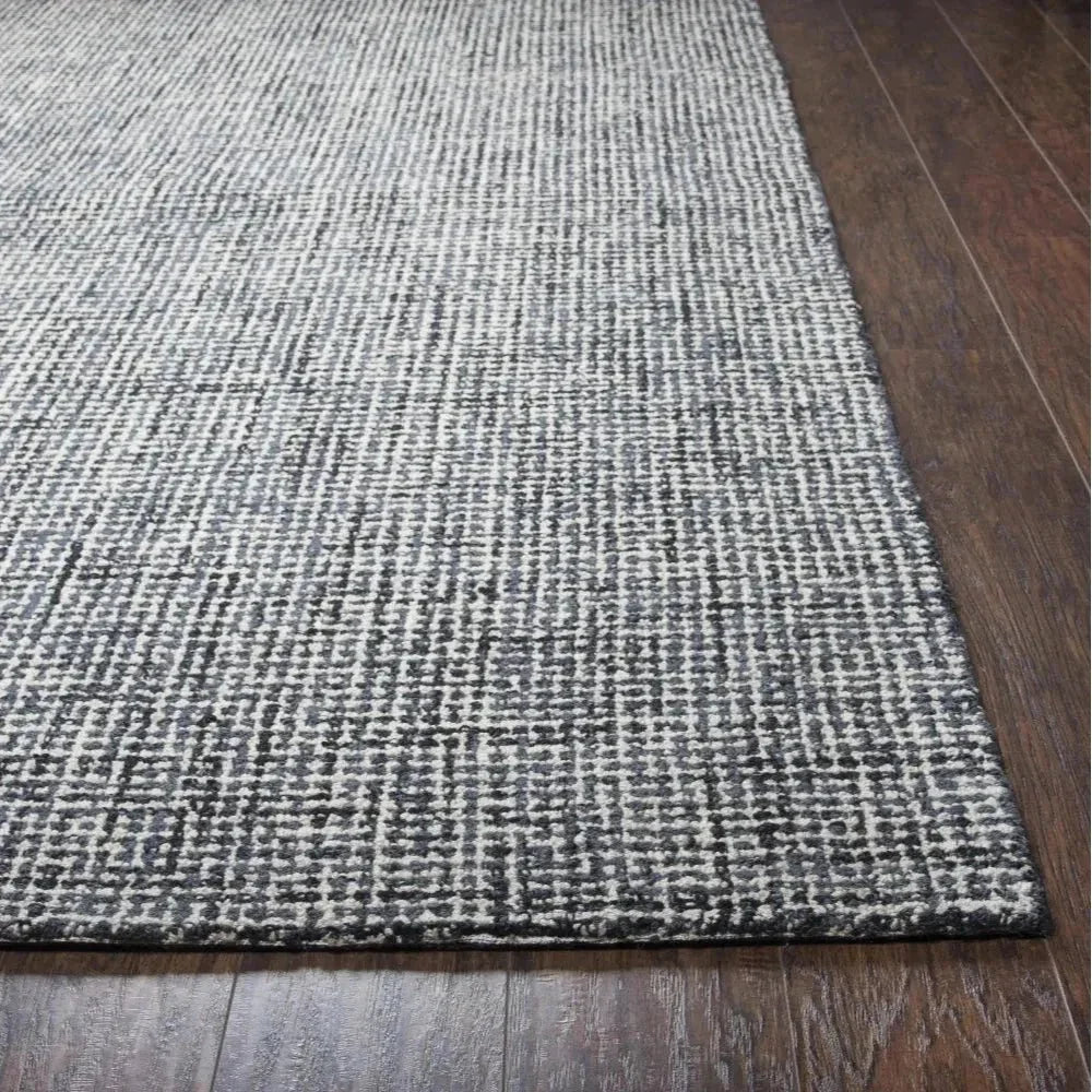Chlo Wool Black Hallway Kitchen Runner Rug -- black