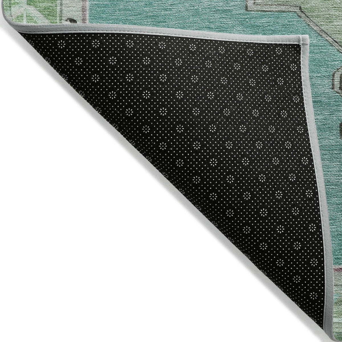 Haelion Teal Washable Indoor-Outdoor Rug