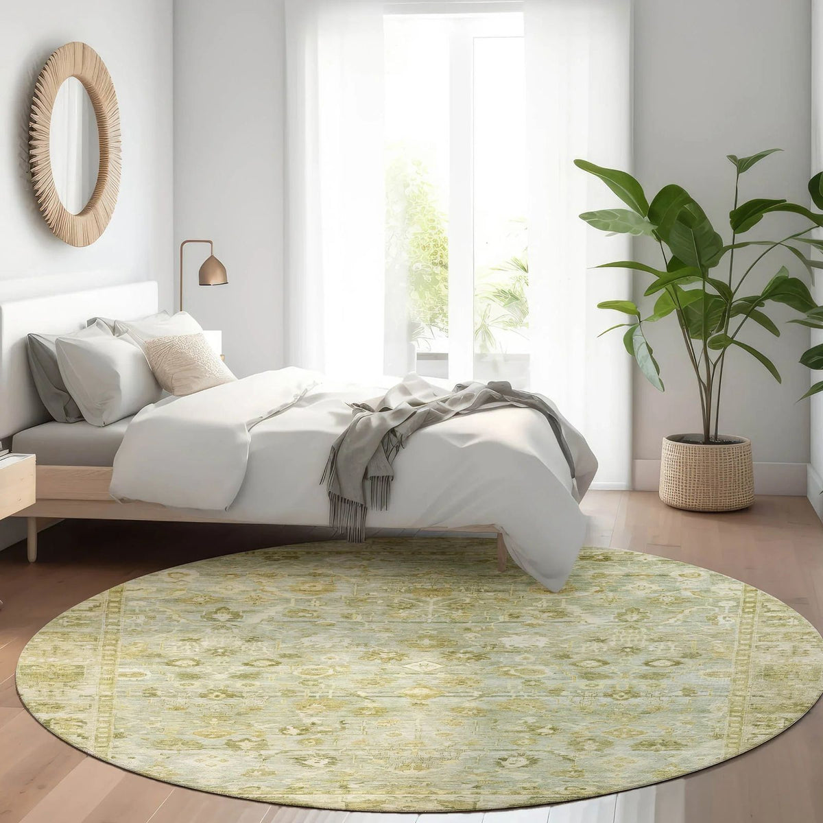 Laeel Green Washable Indoor-Outdoor Rug