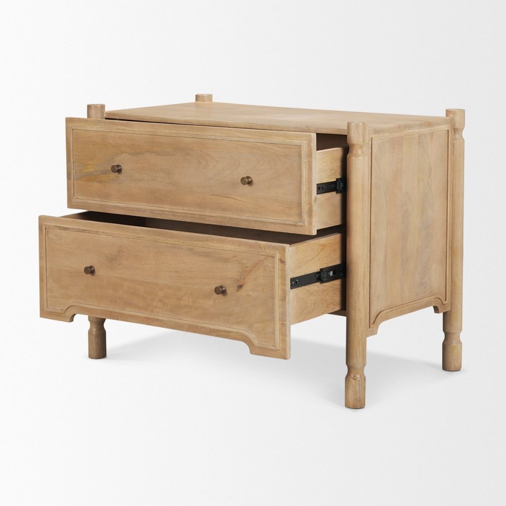 Phil 34"W Brown Solid Wood 2-Drawer Accent Cabinet -- Brown