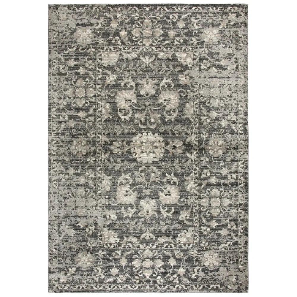 Dahl Floral Distress Gray Kitchen Hallway Runner Rug - LOOMLAN - LOOMLAN - Area Rugs