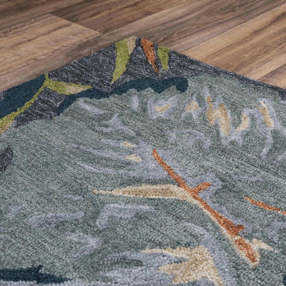Coal Floral Charcoal Area Rugs For Living Room -- charcoal
