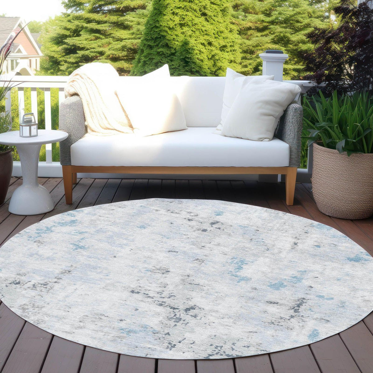 Jaelaris Blue Washable Indoor-Outdoor Rug