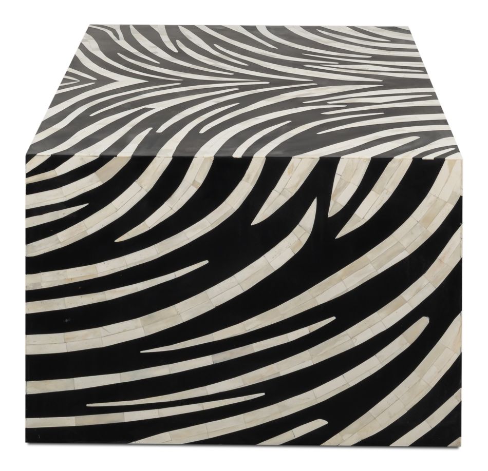 Meridian 51" Bone Inlay Coffee Table -- Black,White