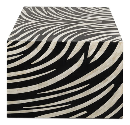 Meridian 51" Bone Inlay Coffee Table -- Black,White