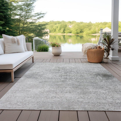 Kaelas Gray Washable Indoor-Outdoor Rug -- gray