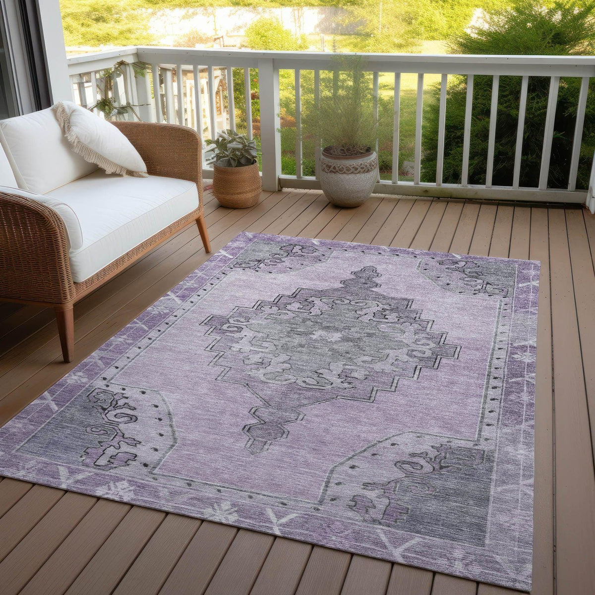 Haelion Plum Washable Indoor-Outdoor Rug -- plum