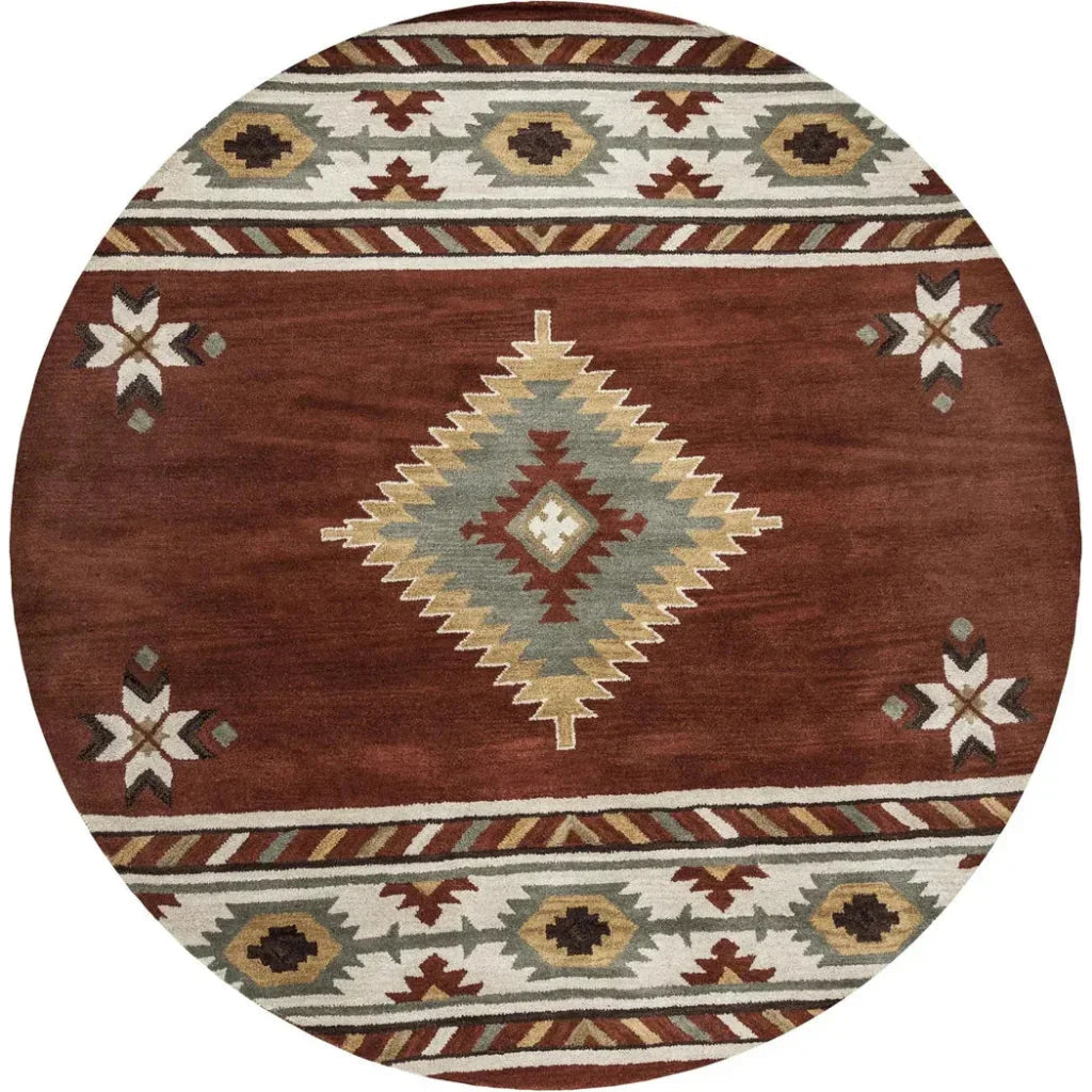Daus Rust Round Area Rugs For Dining Room
