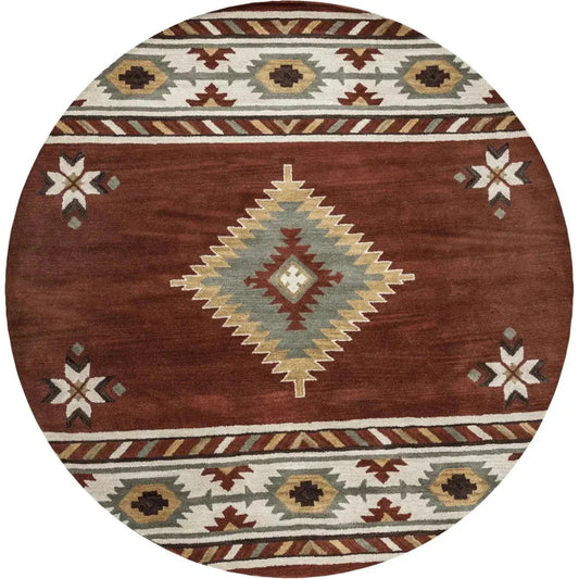 Daus Rust Round Area Rugs For Dining Room