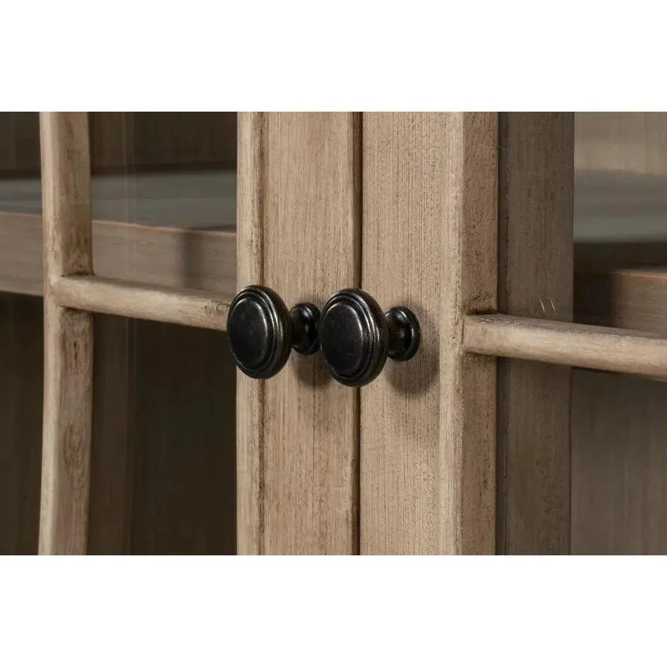 Cecile Wooden Glass Doors Beige Bookcase - LOOMLAN - Sarreid - Bookcases