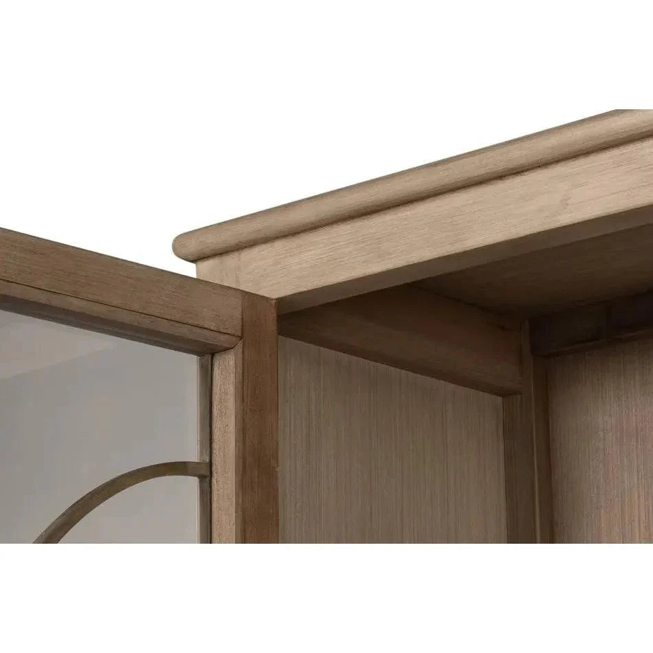 Cecile Wooden Glass Doors Beige Bookcase - LOOMLAN - Sarreid - Bookcases