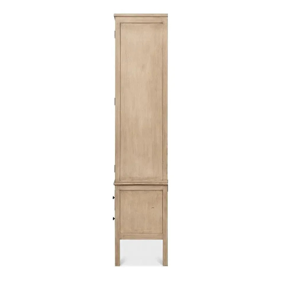 Cecile Wooden Glass Doors Beige Bookcase - LOOMLAN - Sarreid - Bookcases
