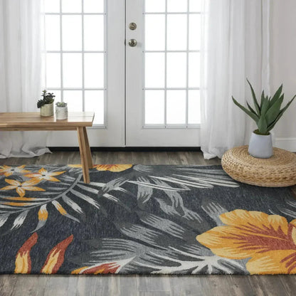 Clun Floral Charcoal Area Rugs For Living Room -- charcoal