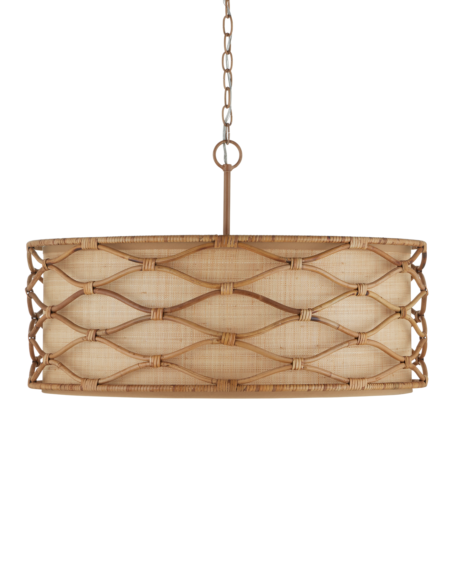 Partita Iron and Rattan Beige Pendant