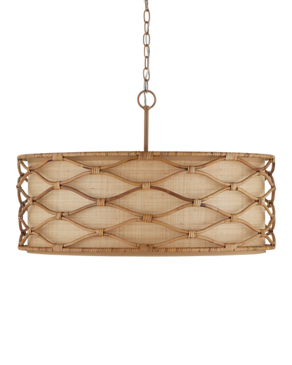 Partita Iron and Rattan Beige Pendant