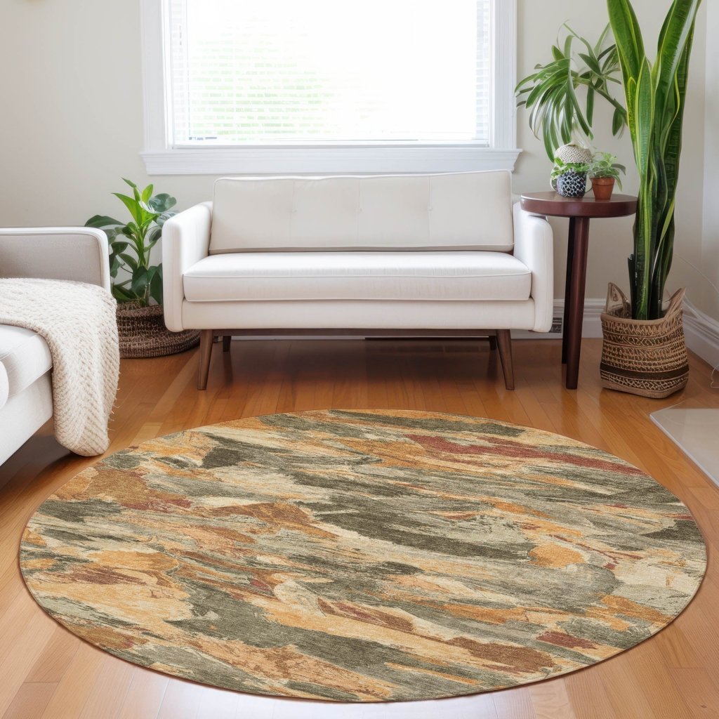 LOOMLAN Rugs Celantha Orange Washable Indoor-Outdoor Rug