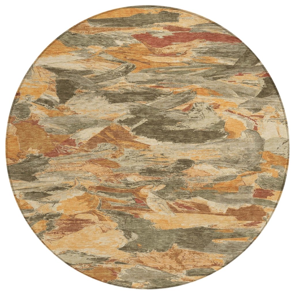 LOOMLAN Rugs Celantha Orange Washable Indoor-Outdoor Rug