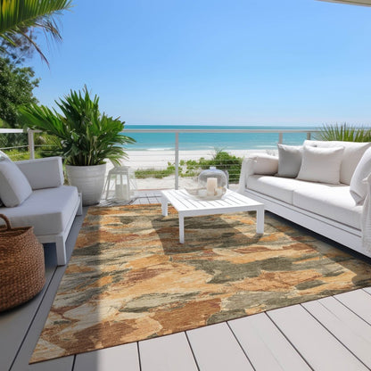 LOOMLAN Rugs Celantha Orange Washable Indoor-Outdoor Rug