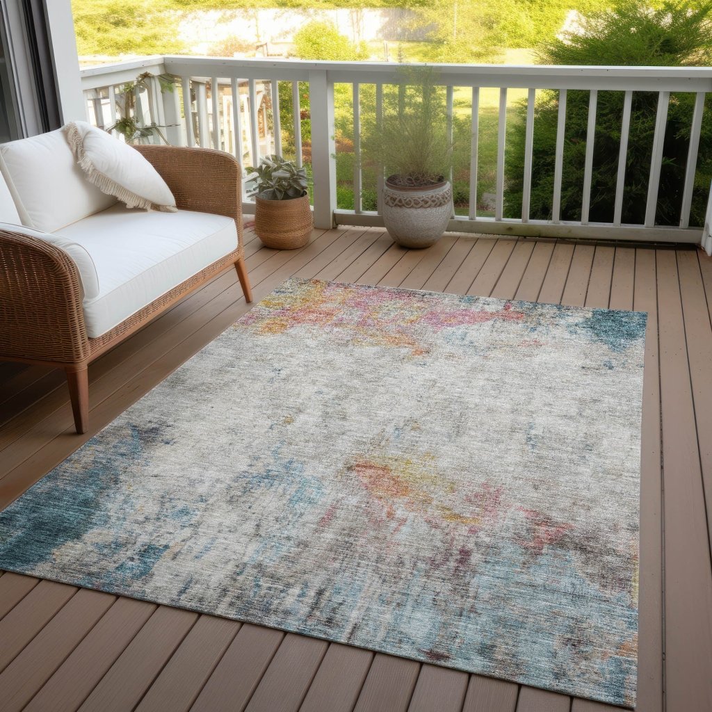 LOOMLAN Rugs Celera Teal Washable Indoor-Outdoor Rug