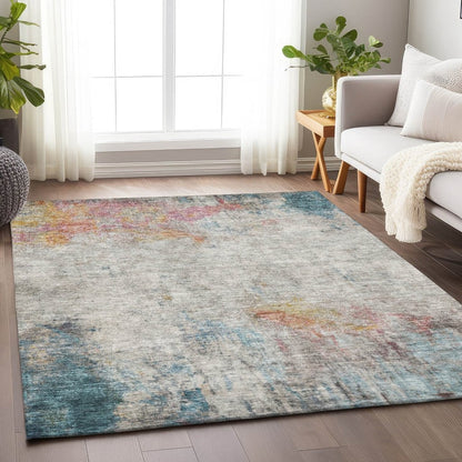 LOOMLAN Rugs Celera Teal Washable Indoor-Outdoor Rug