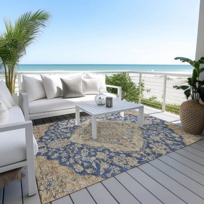 LOOMLAN Rugs Celia Blue Washable Indoor-Outdoor Rug