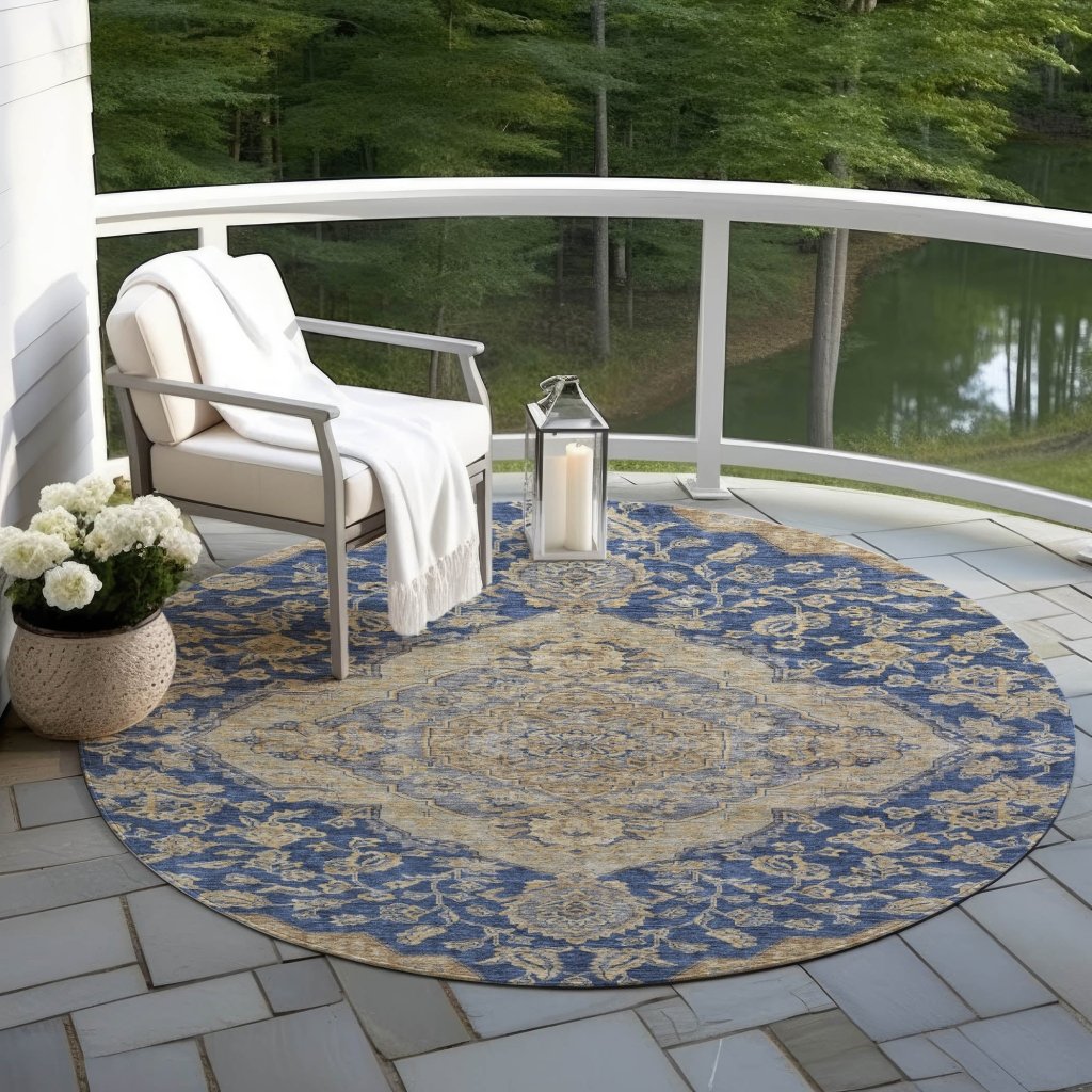 LOOMLAN Rugs Celia Blue Washable Indoor-Outdoor Rug