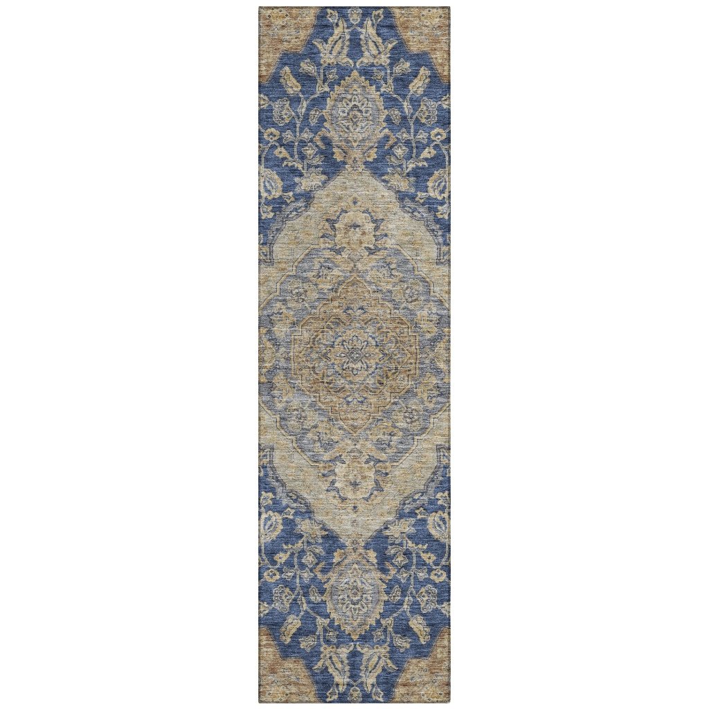 LOOMLAN Rugs Celia Blue Washable Indoor-Outdoor Rug