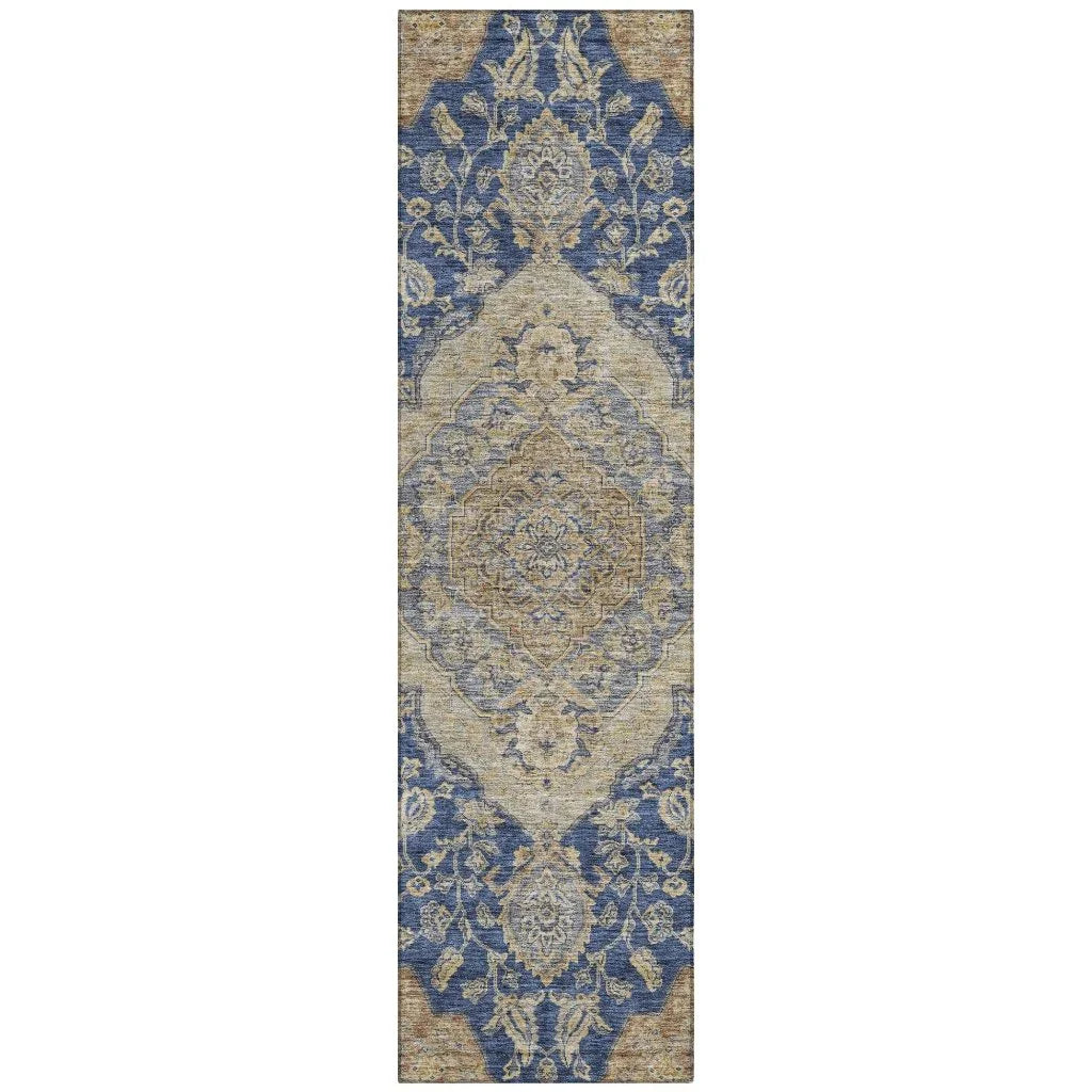LOOMLAN Rugs Celia Blue Washable Indoor-Outdoor Rug