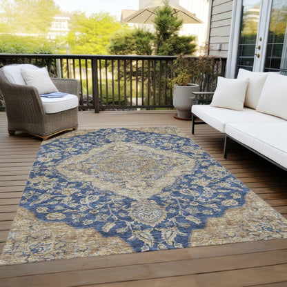 LOOMLAN Rugs Celia Blue Washable Indoor-Outdoor Rug