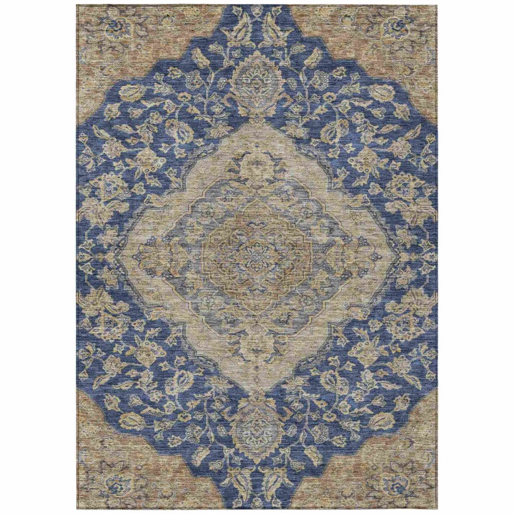 LOOMLAN Rugs Celia Blue Washable Indoor-Outdoor Rug