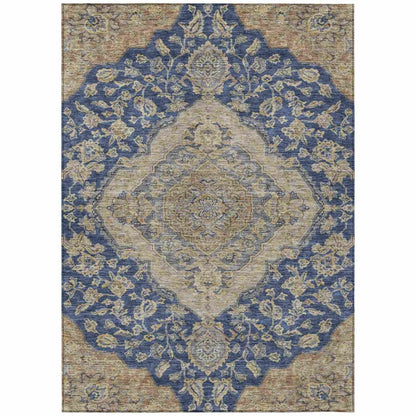 LOOMLAN Rugs Celia Blue Washable Indoor-Outdoor Rug