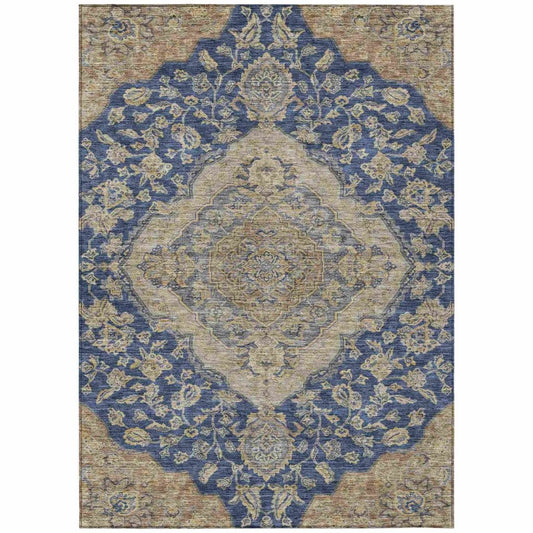 LOOMLAN Rugs Celia Blue Washable Indoor-Outdoor Rug