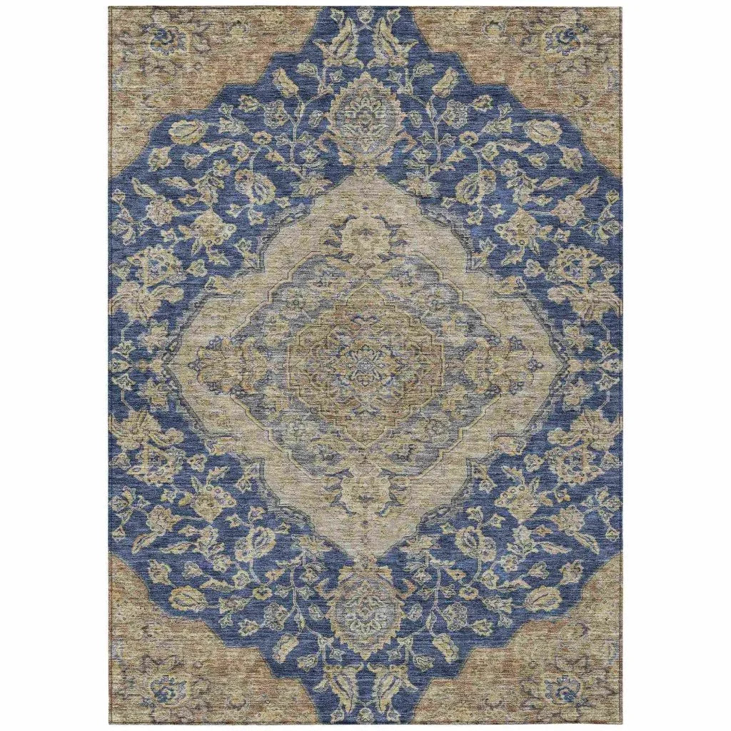 LOOMLAN Rugs Celia Blue Washable Indoor-Outdoor Rug