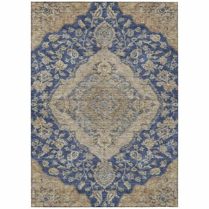 LOOMLAN Rugs Celia Blue Washable Indoor-Outdoor Rug