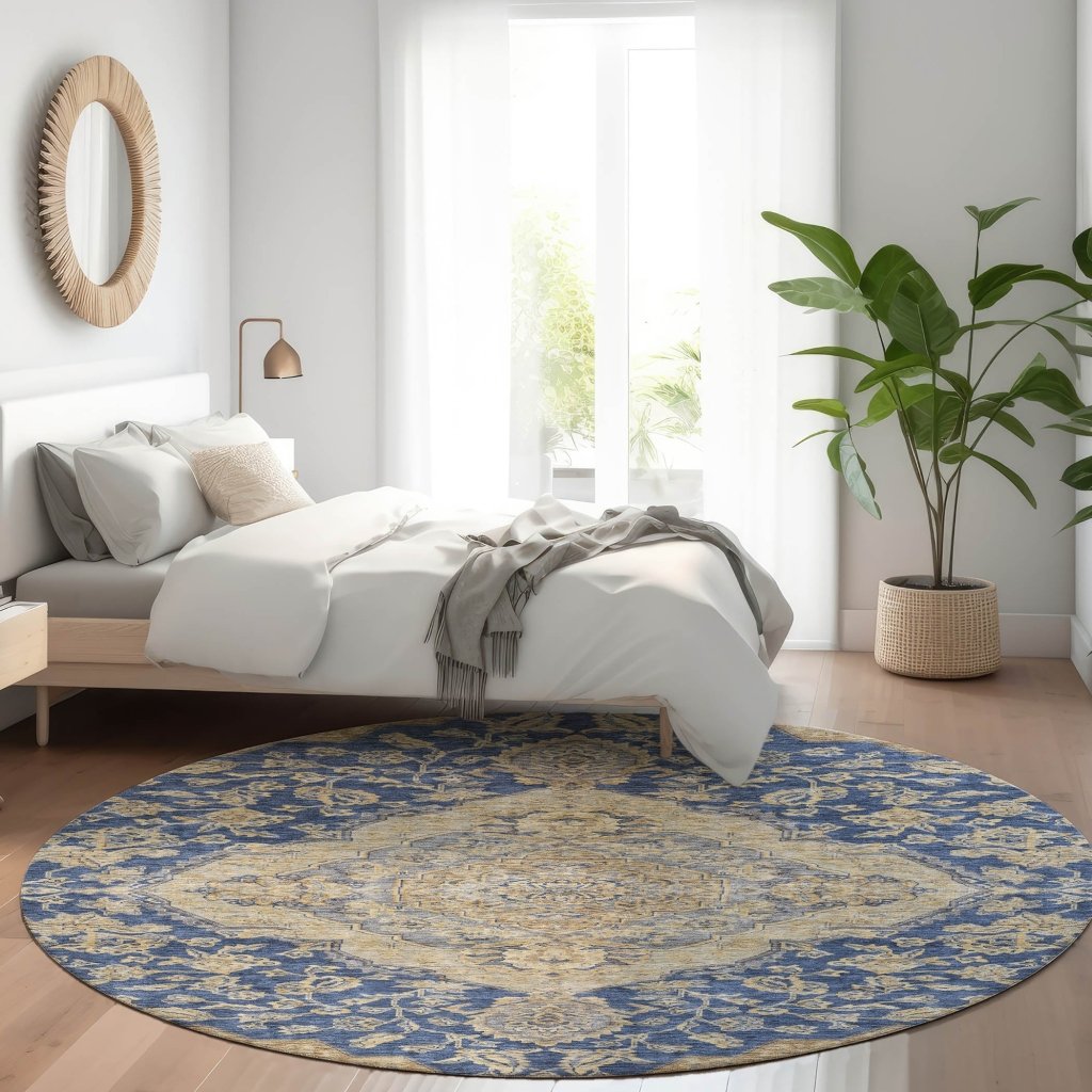 LOOMLAN Rugs Celia Blue Washable Indoor-Outdoor Rug