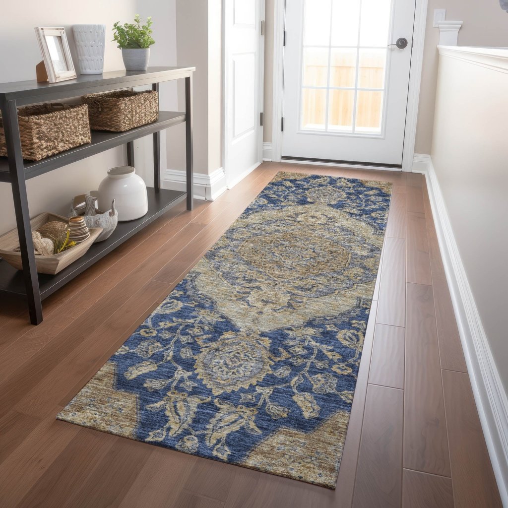 LOOMLAN Rugs Celia Blue Washable Indoor-Outdoor Rug