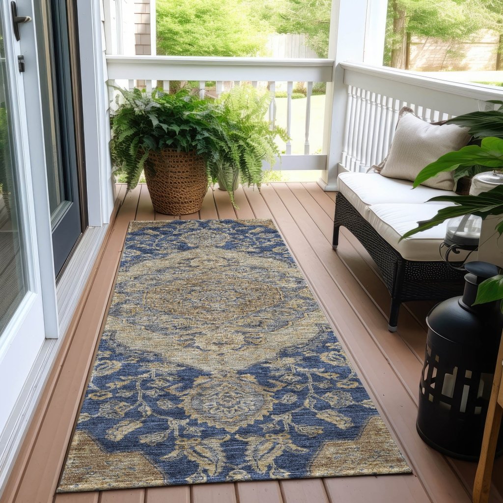 LOOMLAN Rugs Celia Blue Washable Indoor-Outdoor Rug