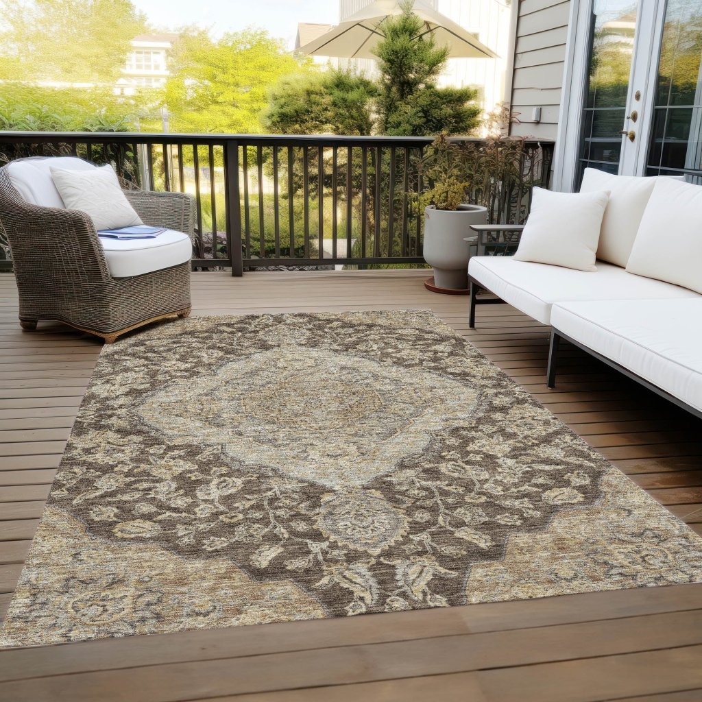 LOOMLAN Rugs Celia Brown Washable Indoor-Outdoor Rug