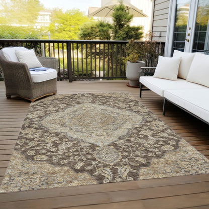 LOOMLAN Rugs Celia Brown Washable Indoor-Outdoor Rug