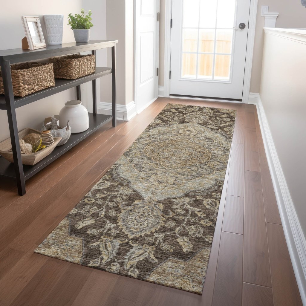 LOOMLAN Rugs Celia Brown Washable Indoor-Outdoor Rug