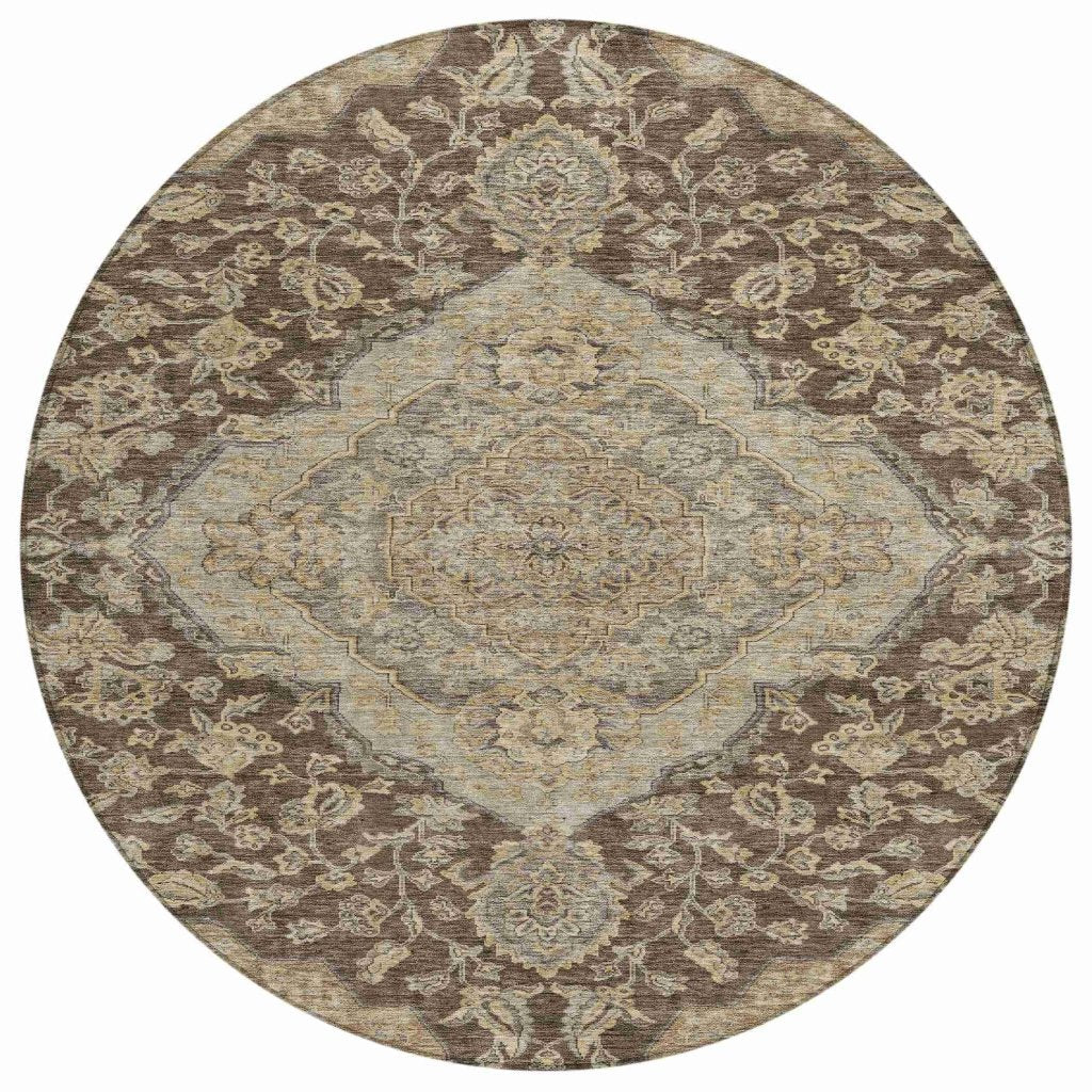 LOOMLAN Rugs Celia Brown Washable Indoor-Outdoor Rug
