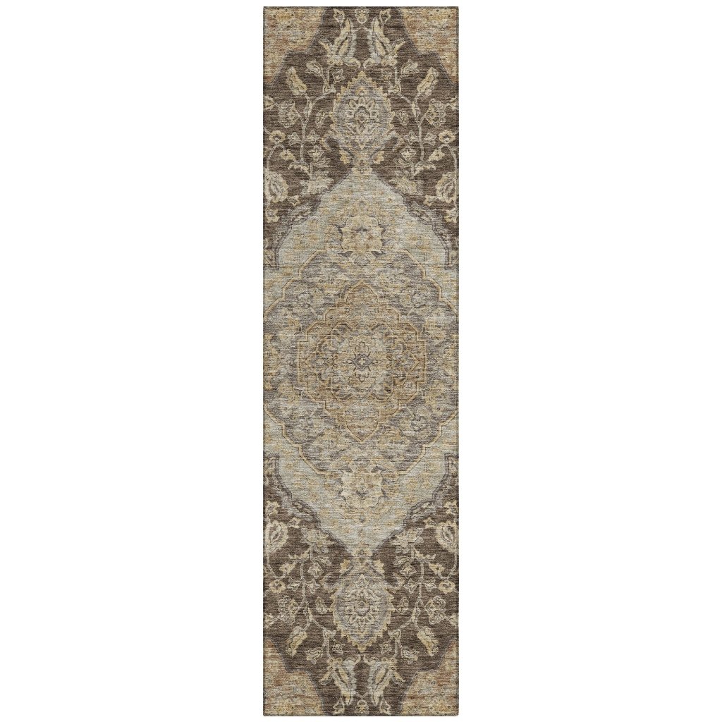 LOOMLAN Rugs Celia Brown Washable Indoor-Outdoor Rug