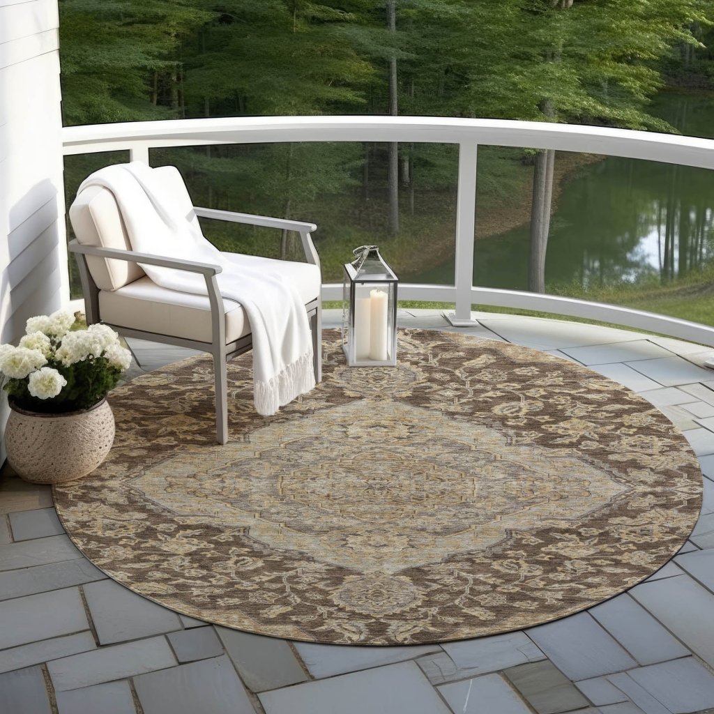 LOOMLAN Rugs Celia Brown Washable Indoor-Outdoor Rug