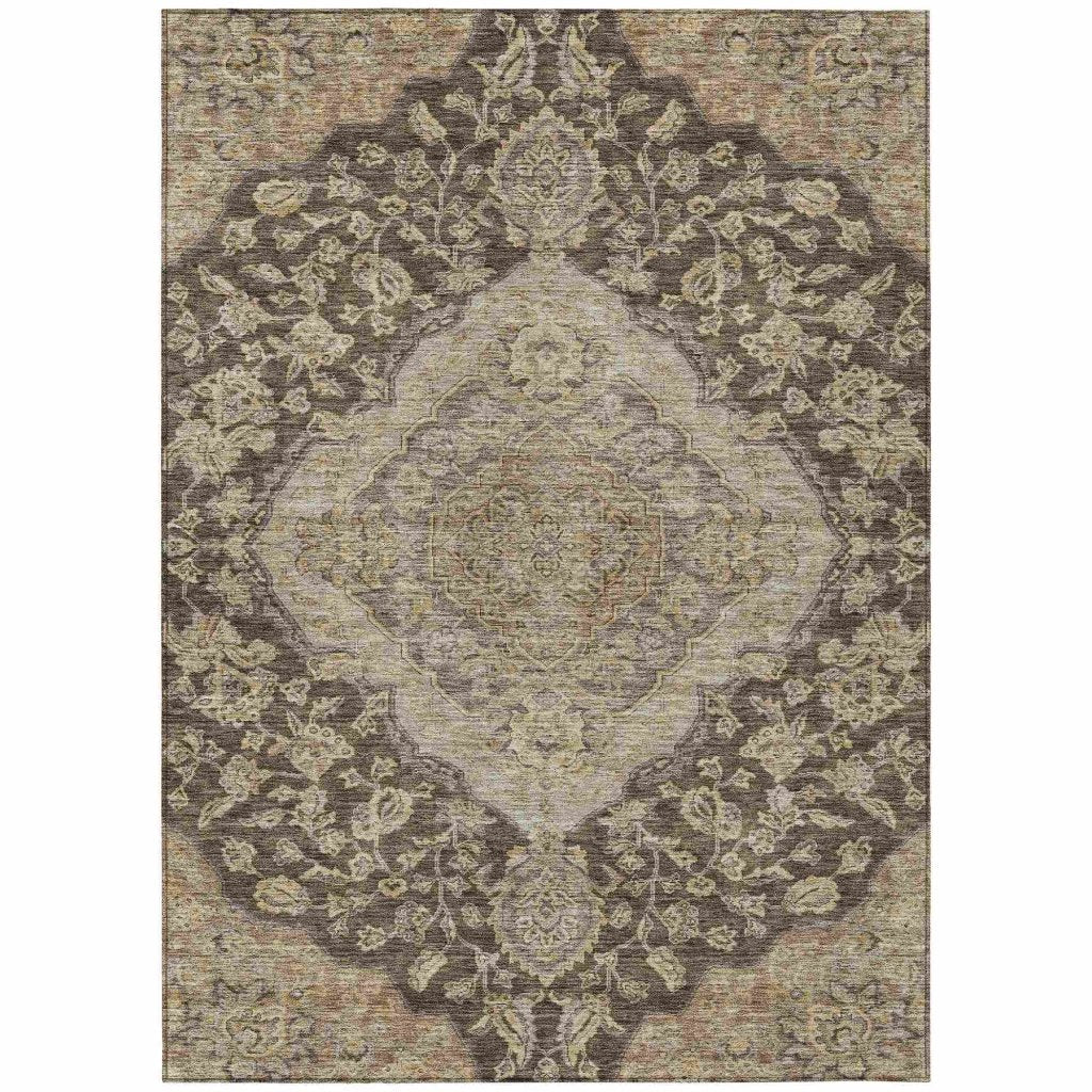 LOOMLAN Rugs Celia Brown Washable Indoor-Outdoor Rug