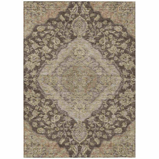 LOOMLAN Rugs Celia Brown Washable Indoor-Outdoor Rug