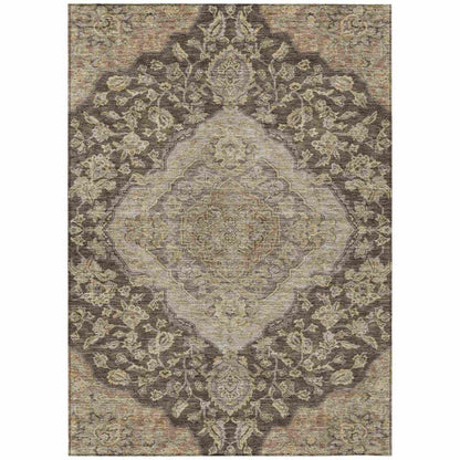 LOOMLAN Rugs Celia Brown Washable Indoor-Outdoor Rug