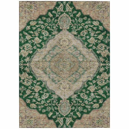 LOOMLAN Rugs Celia Green Washable Indoor-Outdoor Rug