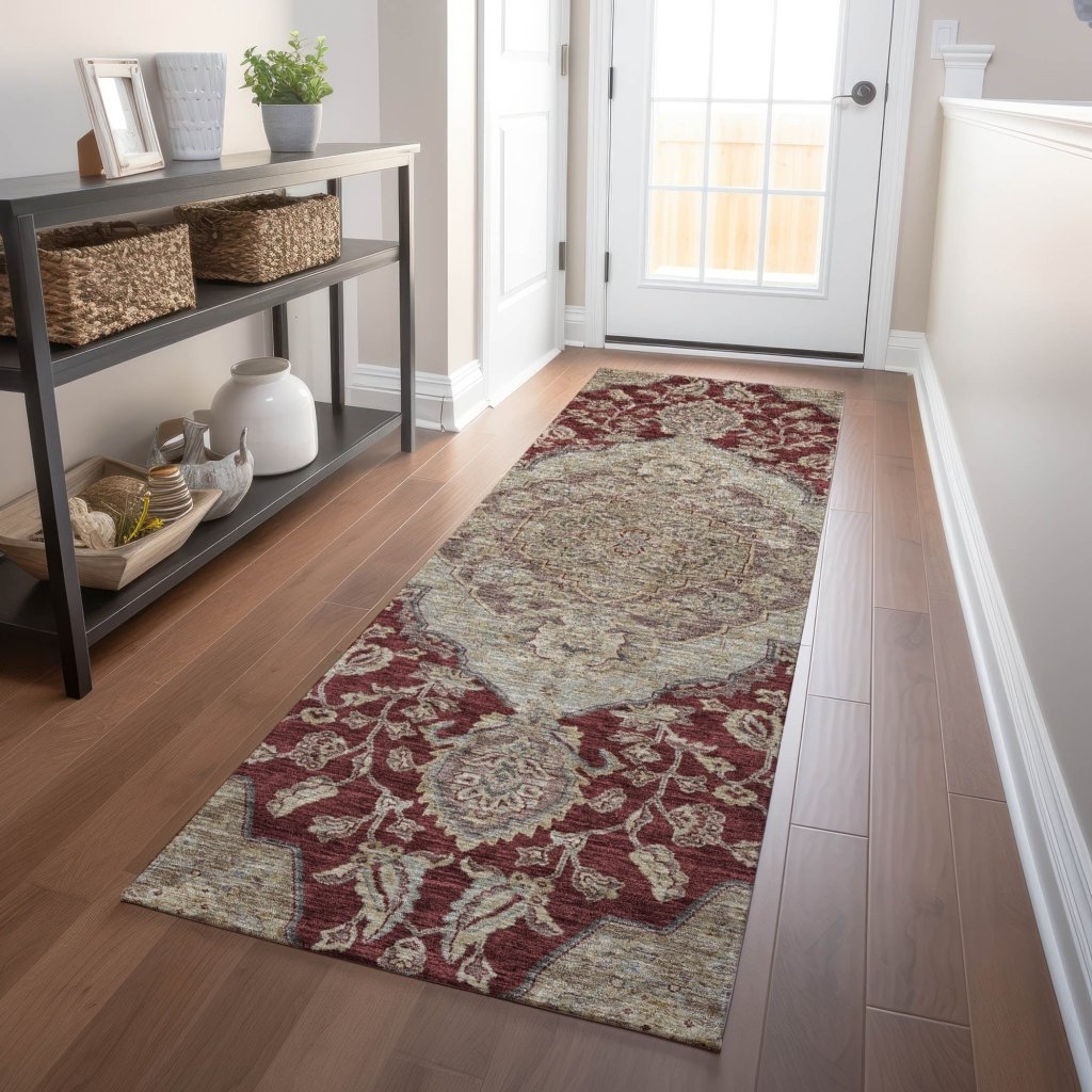 LOOMLAN Rugs Celia Red Washable Indoor-Outdoor Rug
